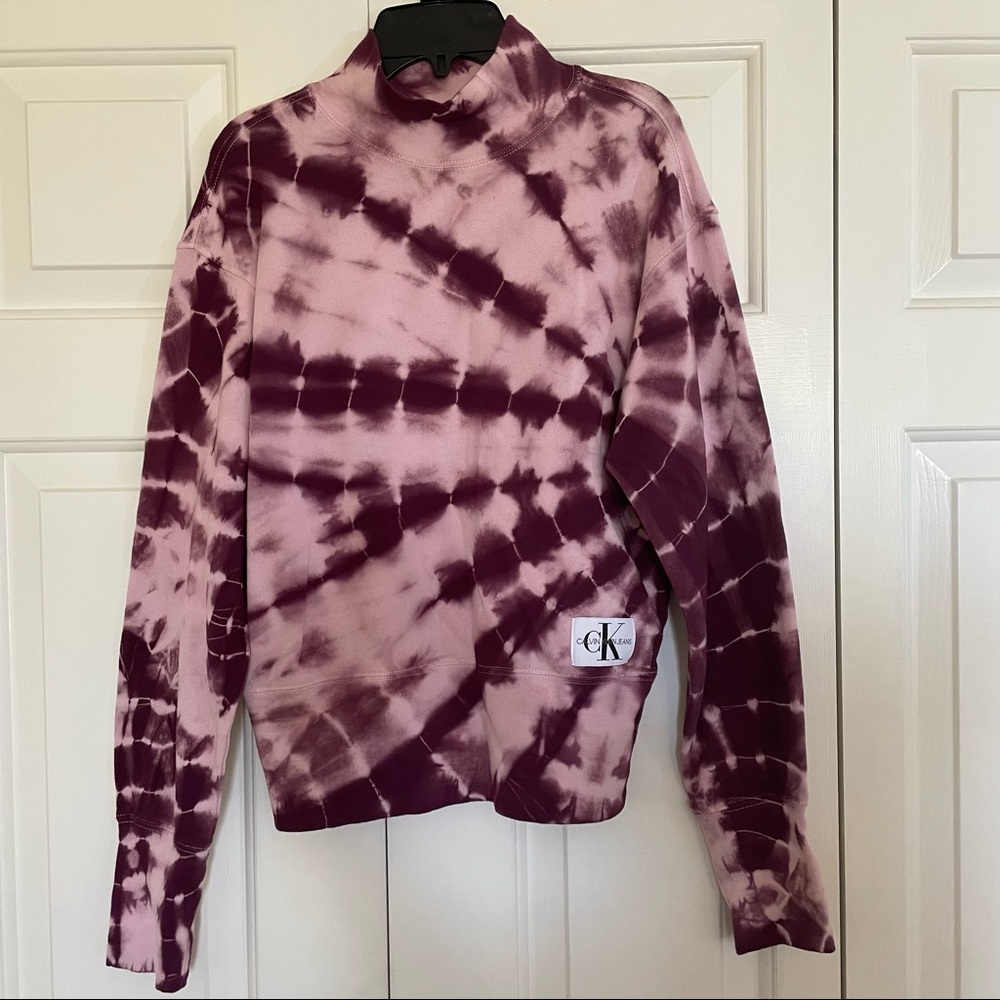 Calvin Klein Jean Purple Tie Die Mock Neck Sweater
